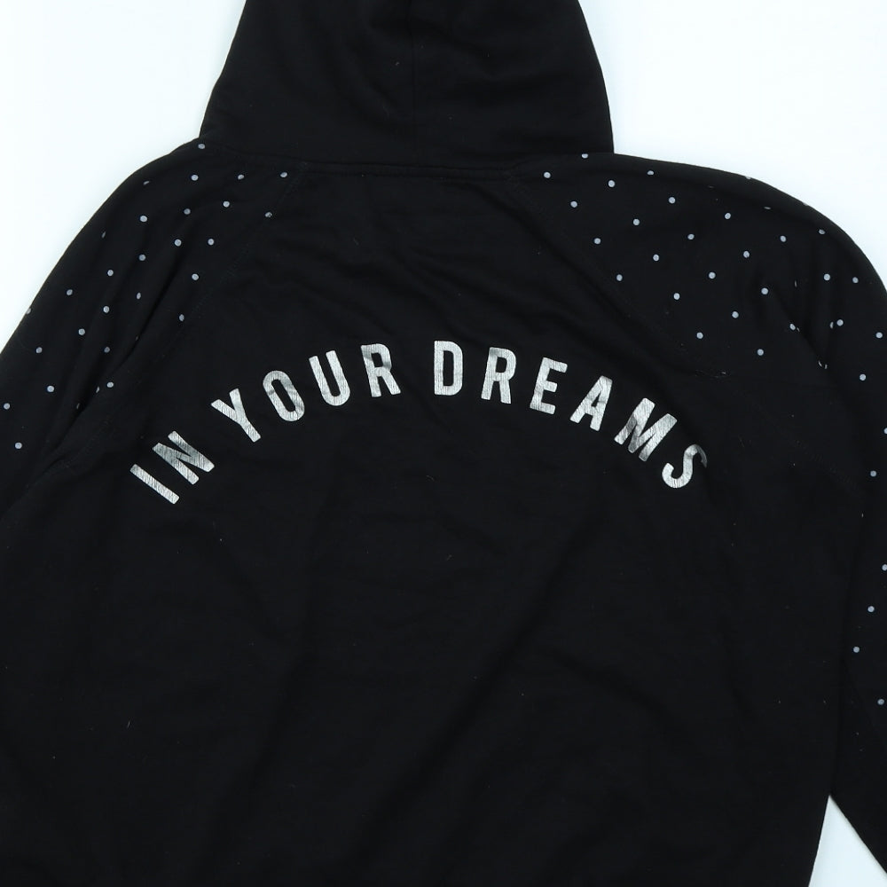 New Look Womens Black Polka Dot  Pullover Hoodie Size 14