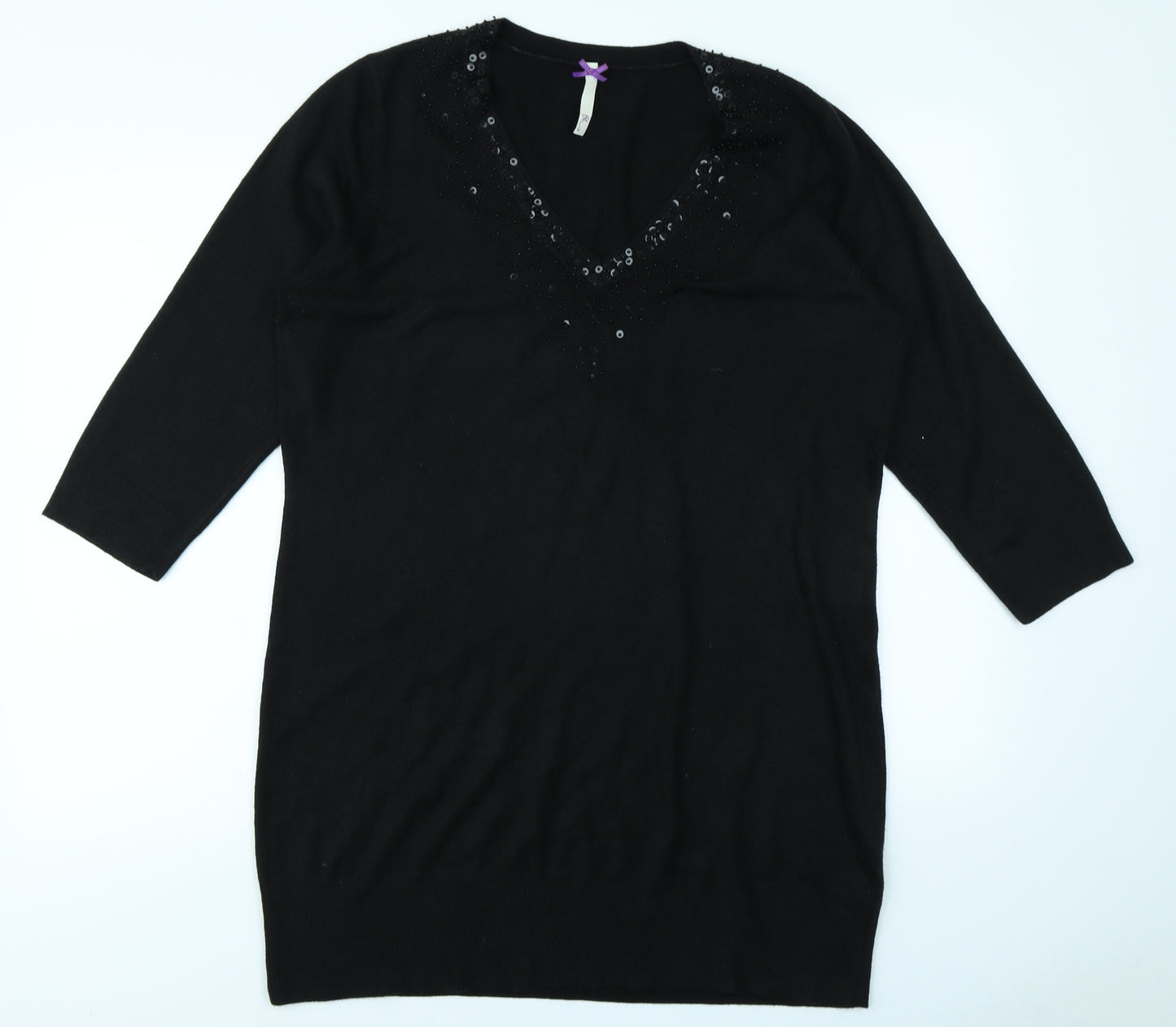 BHS Womens Black  Knit Jumper Dress  Size 18