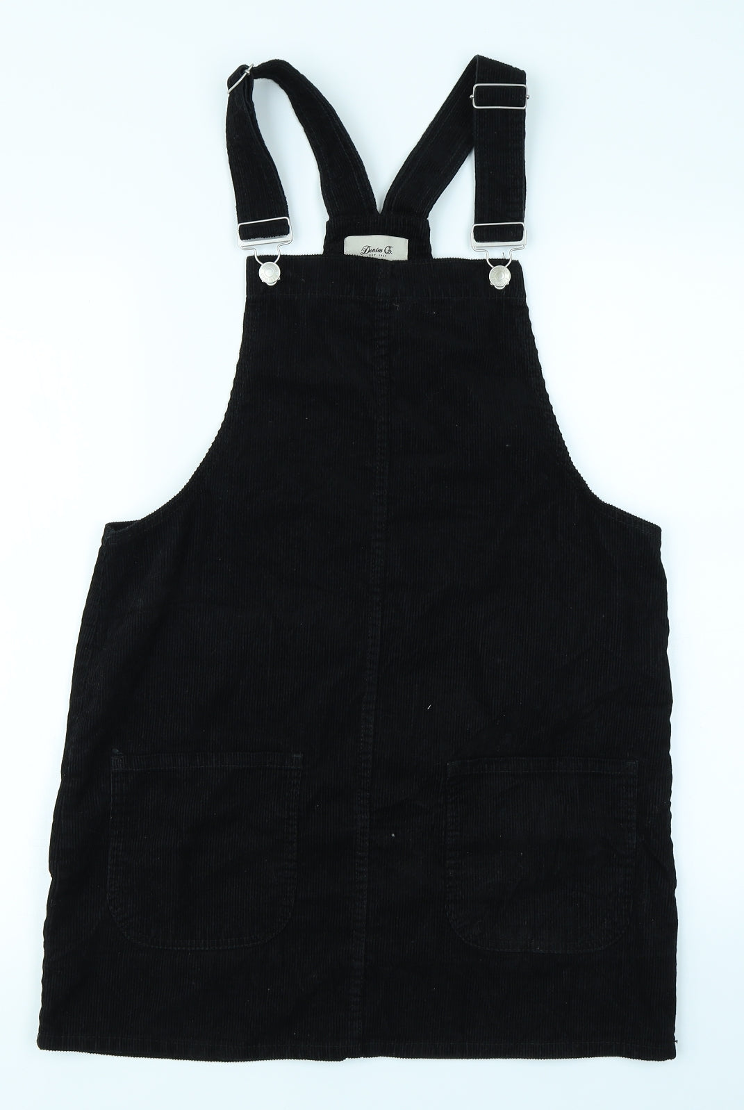 Denim Co Womens Black  Corduroy Pinafore/Dungaree Dress  Size 12