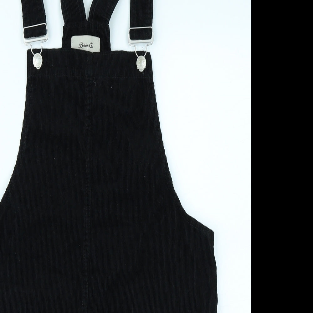 Denim Co Womens Black  Corduroy Pinafore/Dungaree Dress  Size 12