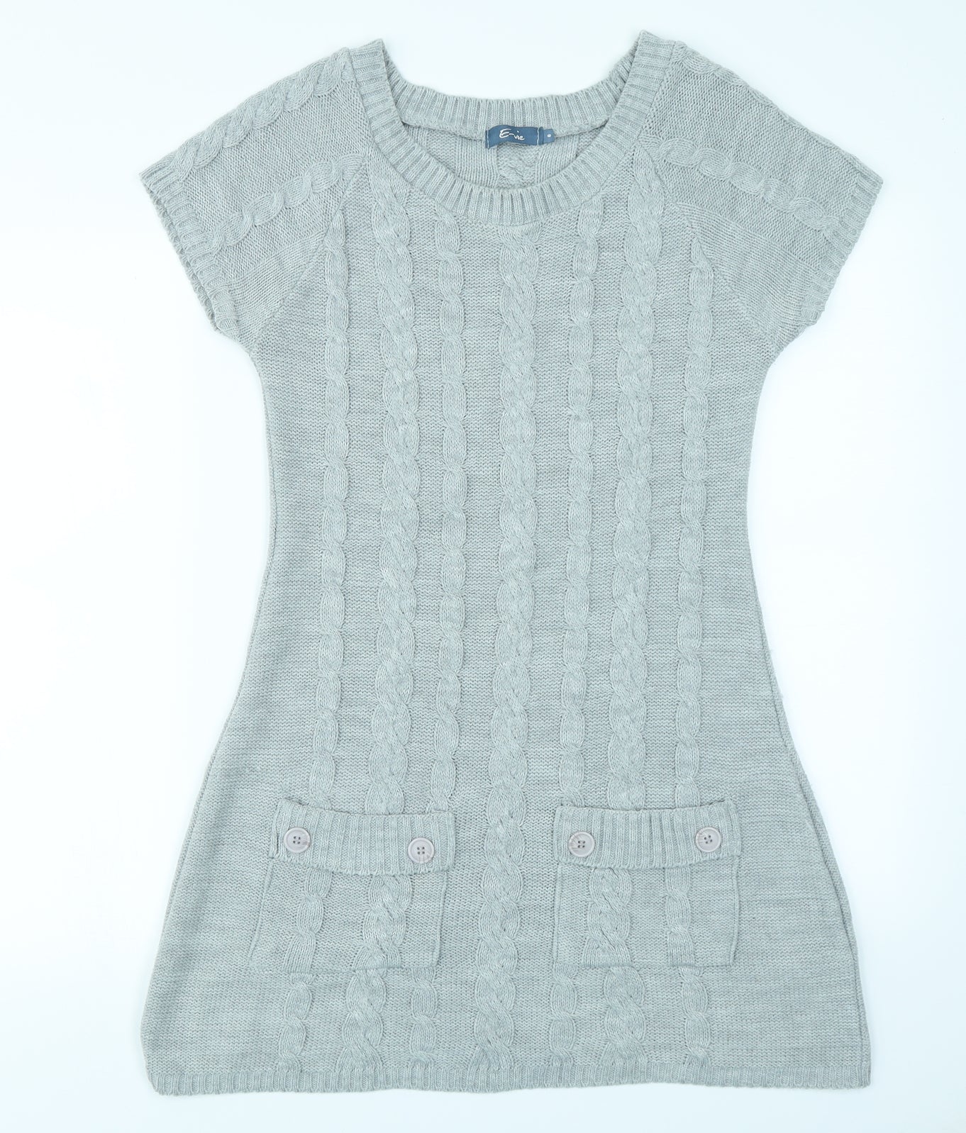 E-vie Womens Grey  Knit Jumper Dress  Size 8