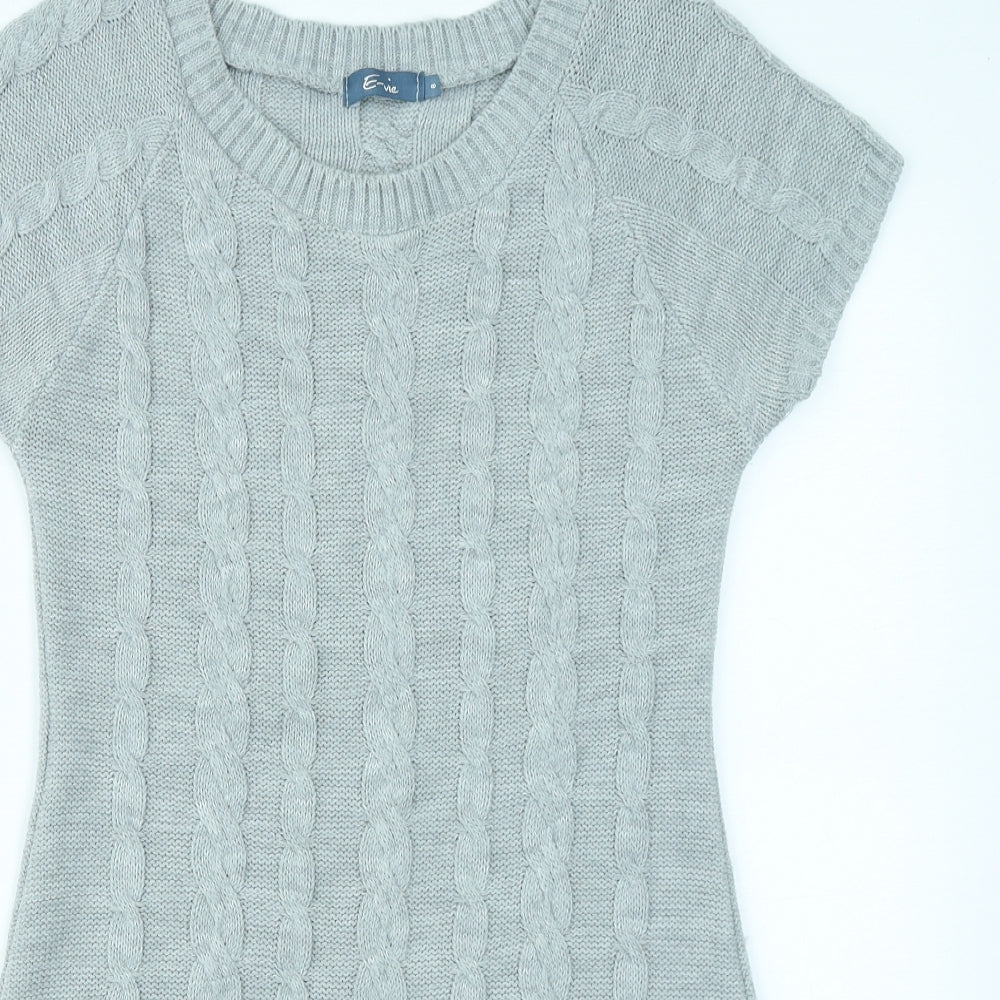 E-vie Womens Grey  Knit Jumper Dress  Size 8