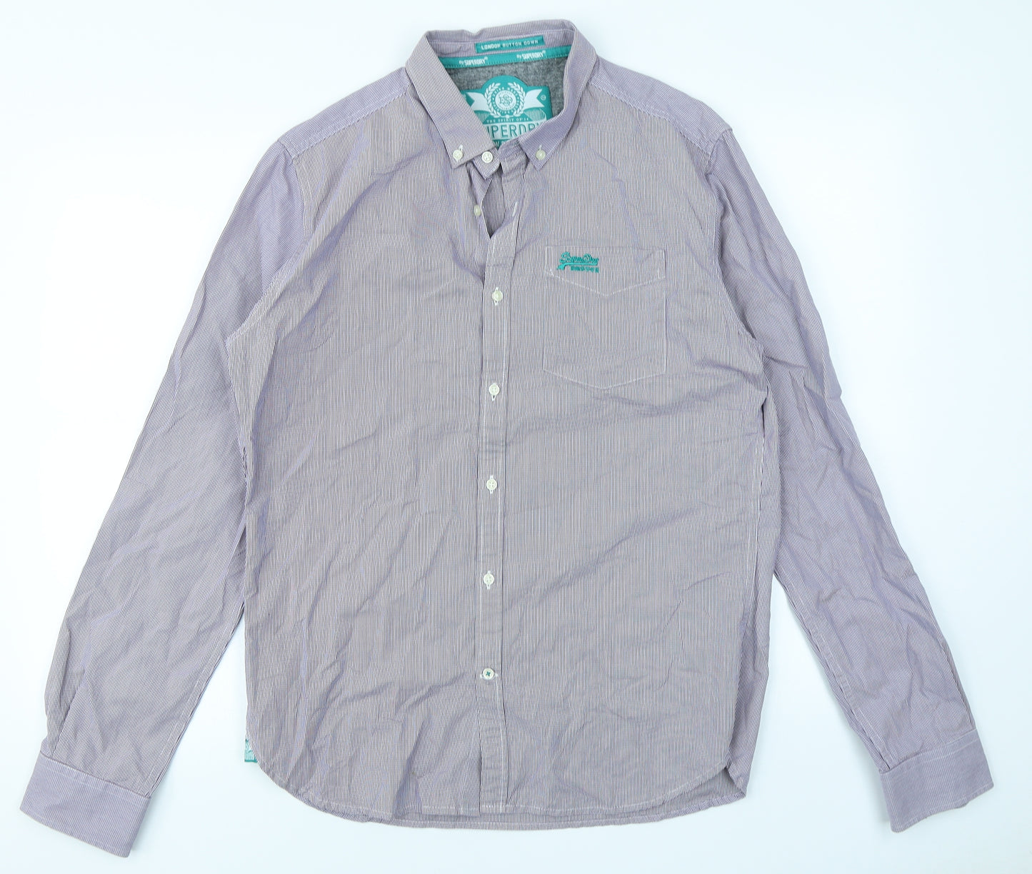 Superdry Mens Purple Check   Button-Up Size L