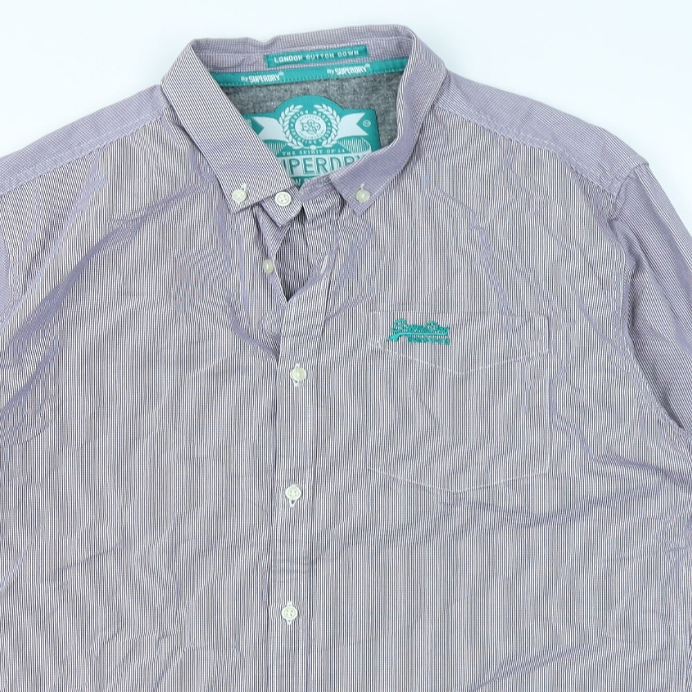 Superdry Mens Purple Check   Button-Up Size L