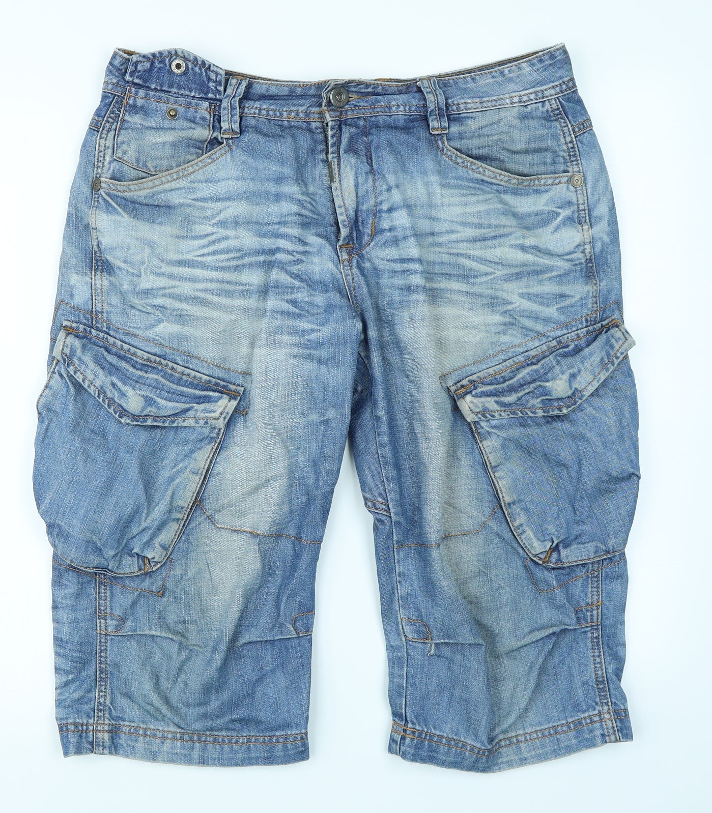 House Denim Mens Blue  Denim Cargo Shorts Size 32 in