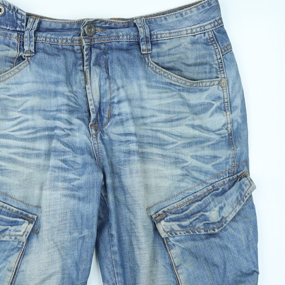 House Denim Mens Blue  Denim Cargo Shorts Size 32 in