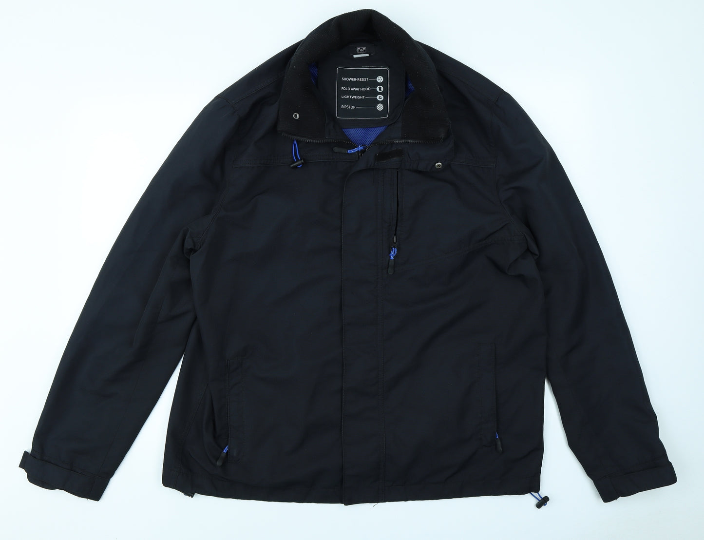 F&F Mens Black   Rain Coat Coat Size XL