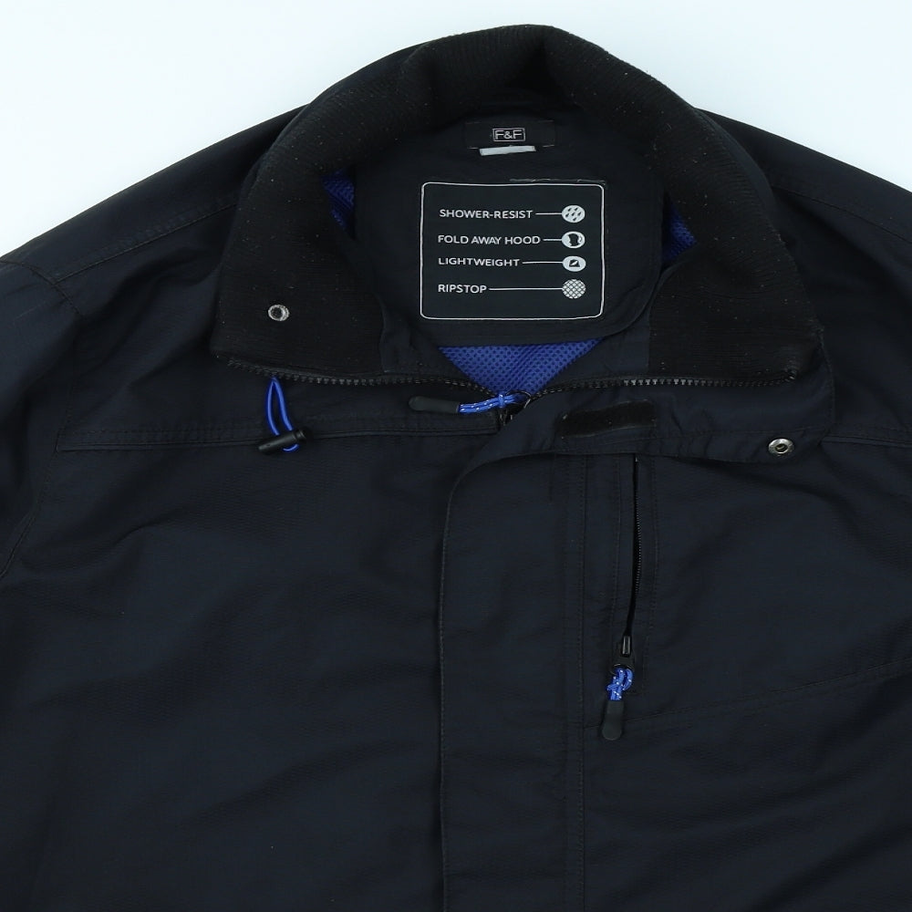 F&F Mens Black   Rain Coat Coat Size XL