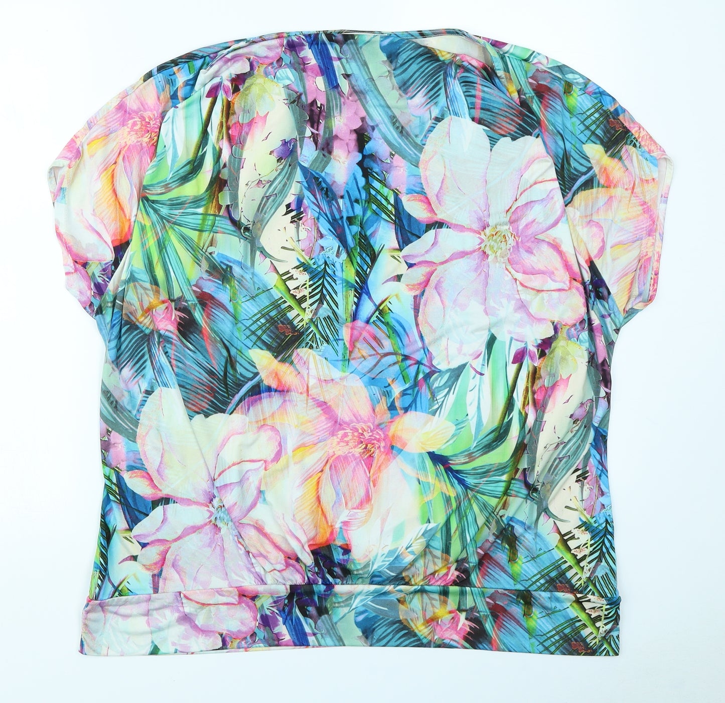 Artigiano Womens Pink Floral  Basic T-Shirt Size 20