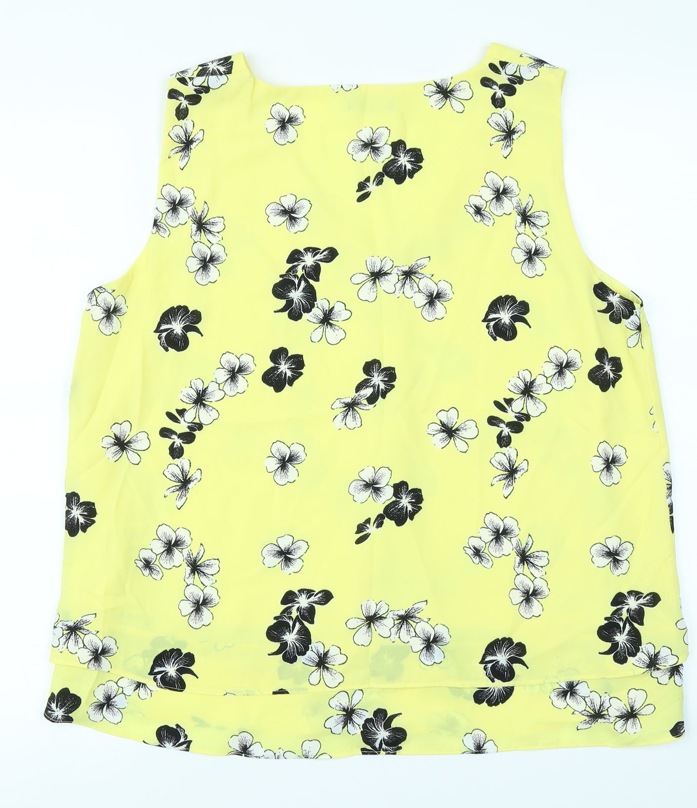 M&Co Womens Yellow Floral  Basic Blouse Size 14