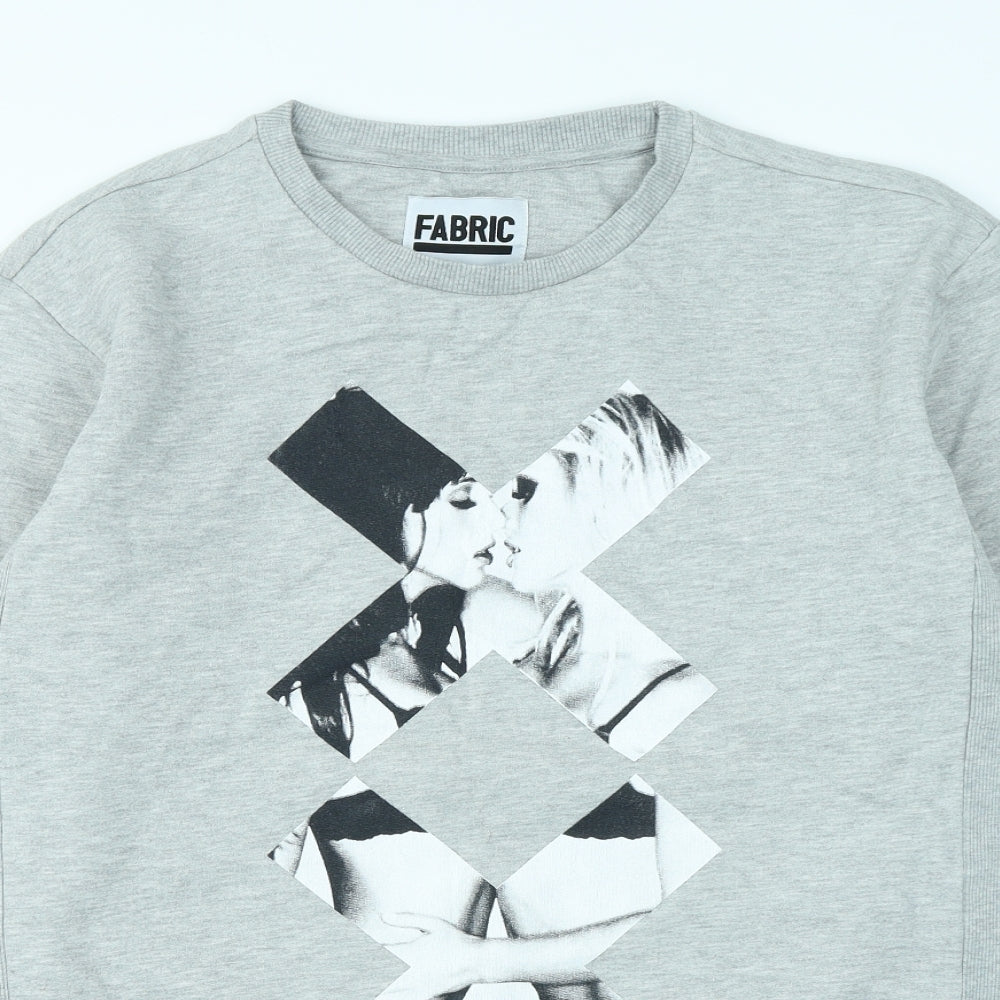 Fabric Mens Grey   Pullover Sweatshirt Size 2XL