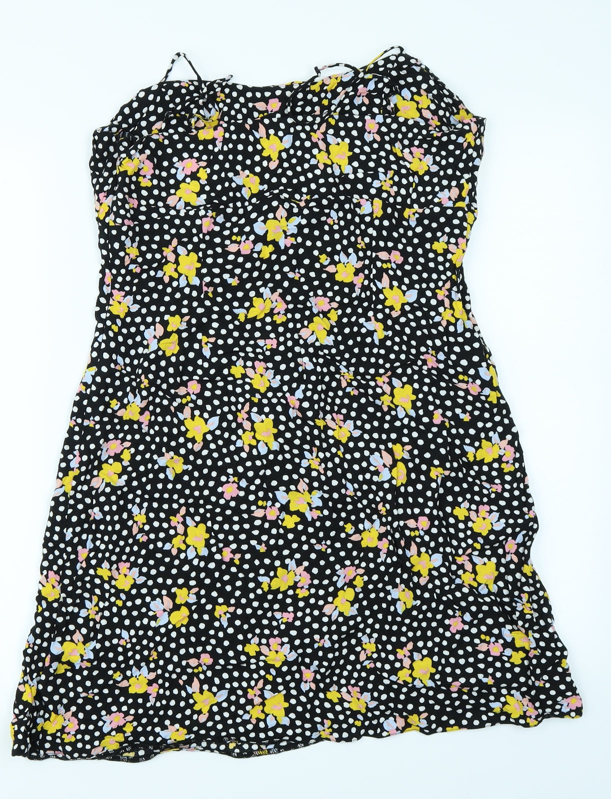 Primark Womens Black Polka Dot  Skater Dress  Size 16