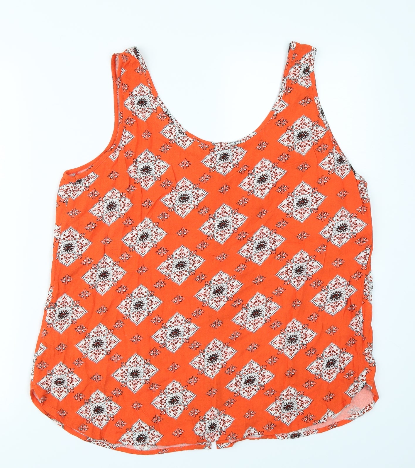 F&F Womens Orange Floral  Basic Tank Size 14