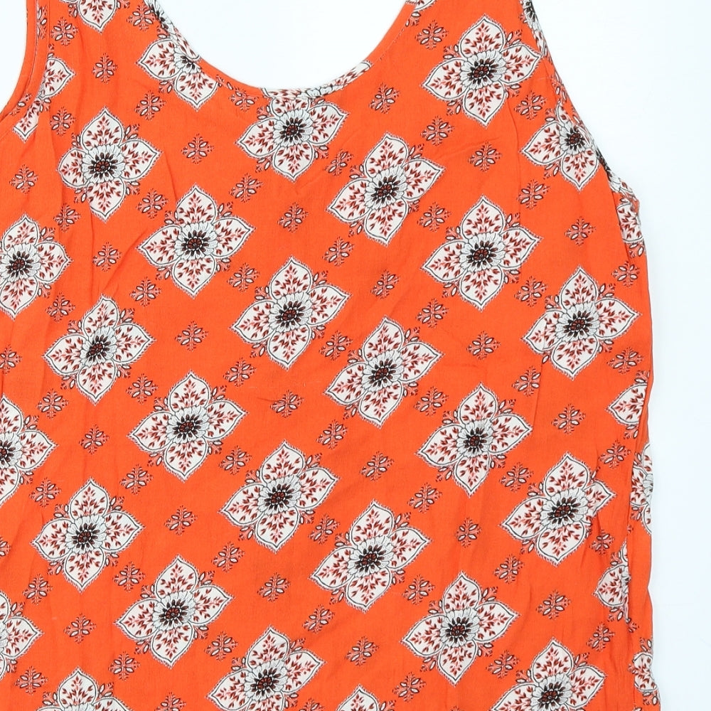 F&F Womens Orange Floral  Basic Tank Size 14