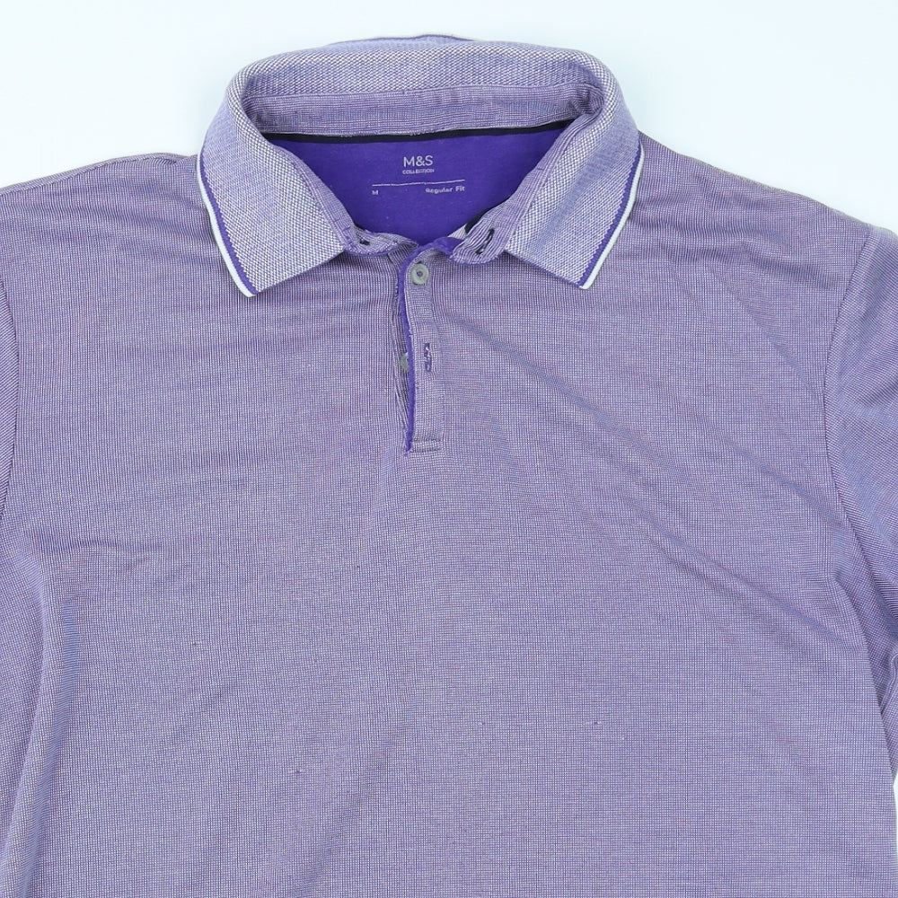 M&S Collection Mens Purple    Polo Size M