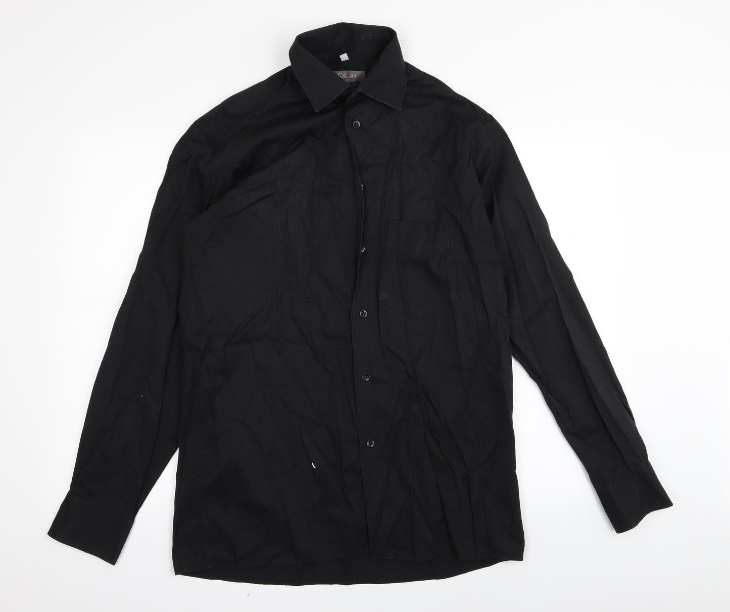 Cosma Mens Black Striped   Dress Shirt Size 40