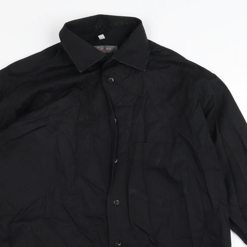 Cosma Mens Black Striped   Dress Shirt Size 40
