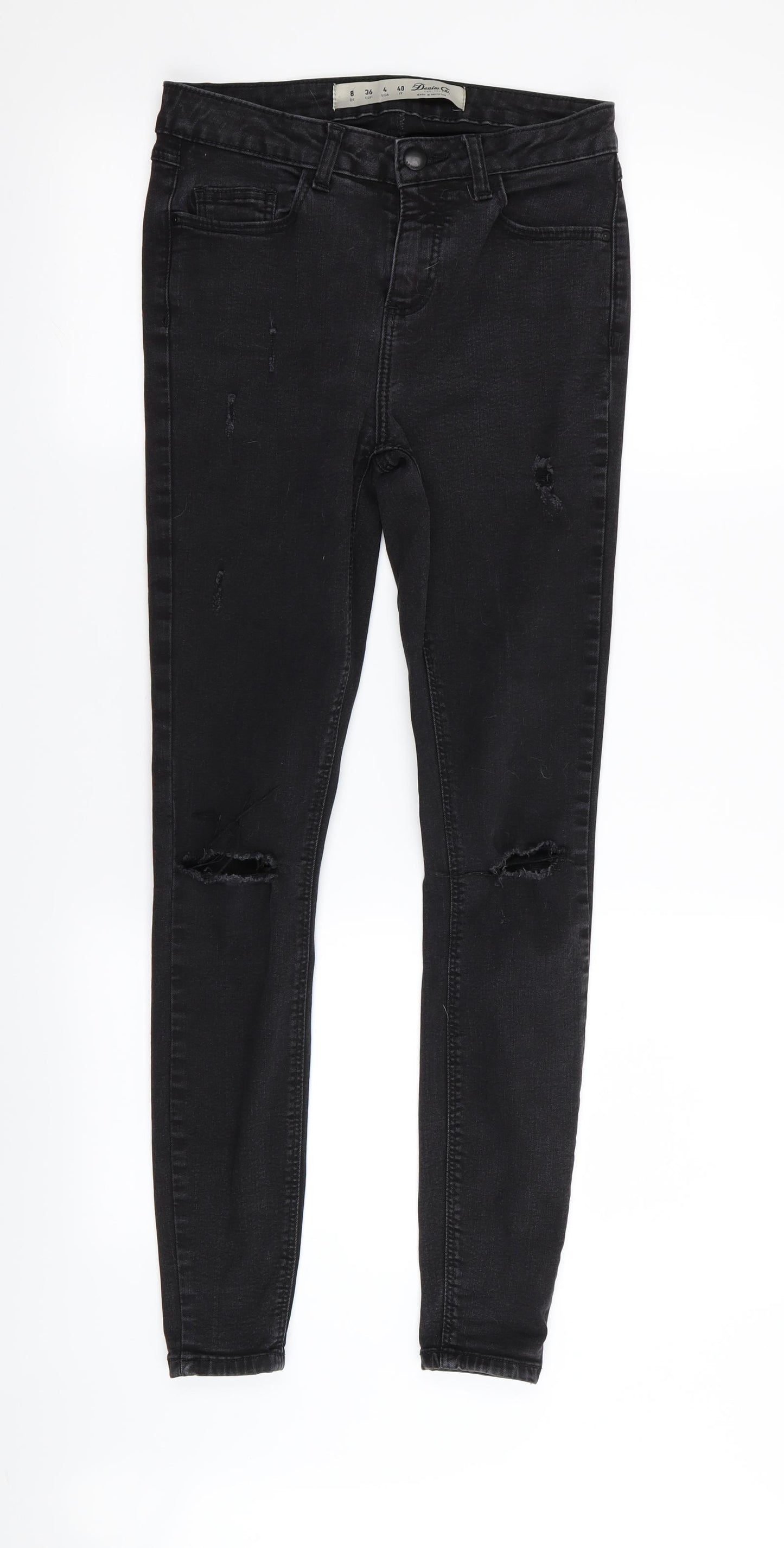 denim and co Womens Black   Skinny Jeans Size 8 L30 in - RIPPED JEANS