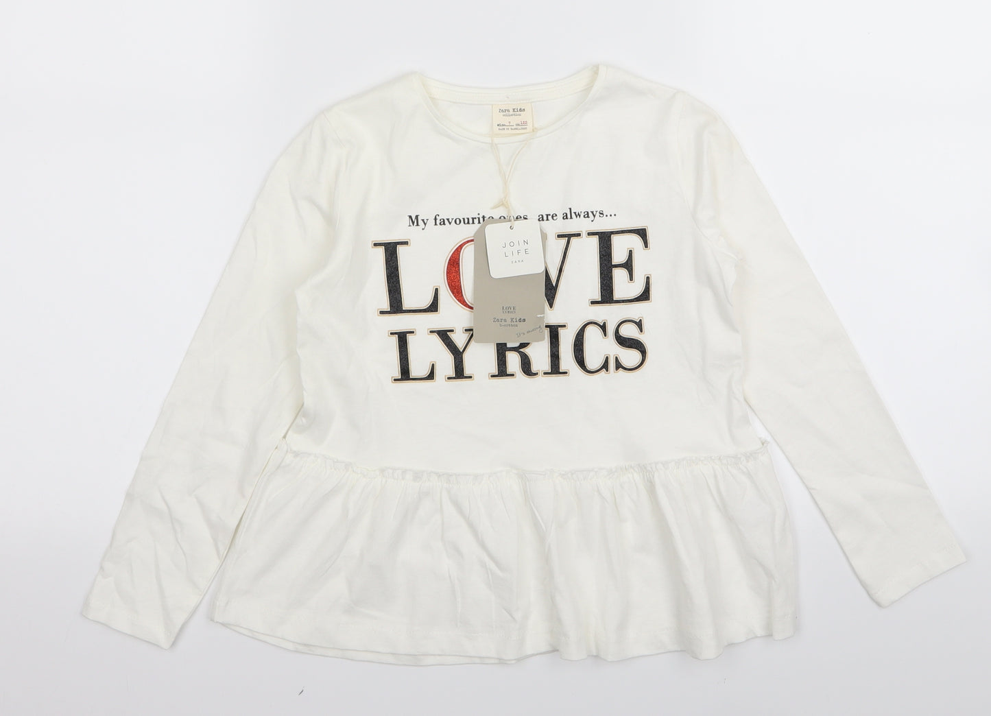 Zara Girls White   Basic T-Shirt Size 7 Years