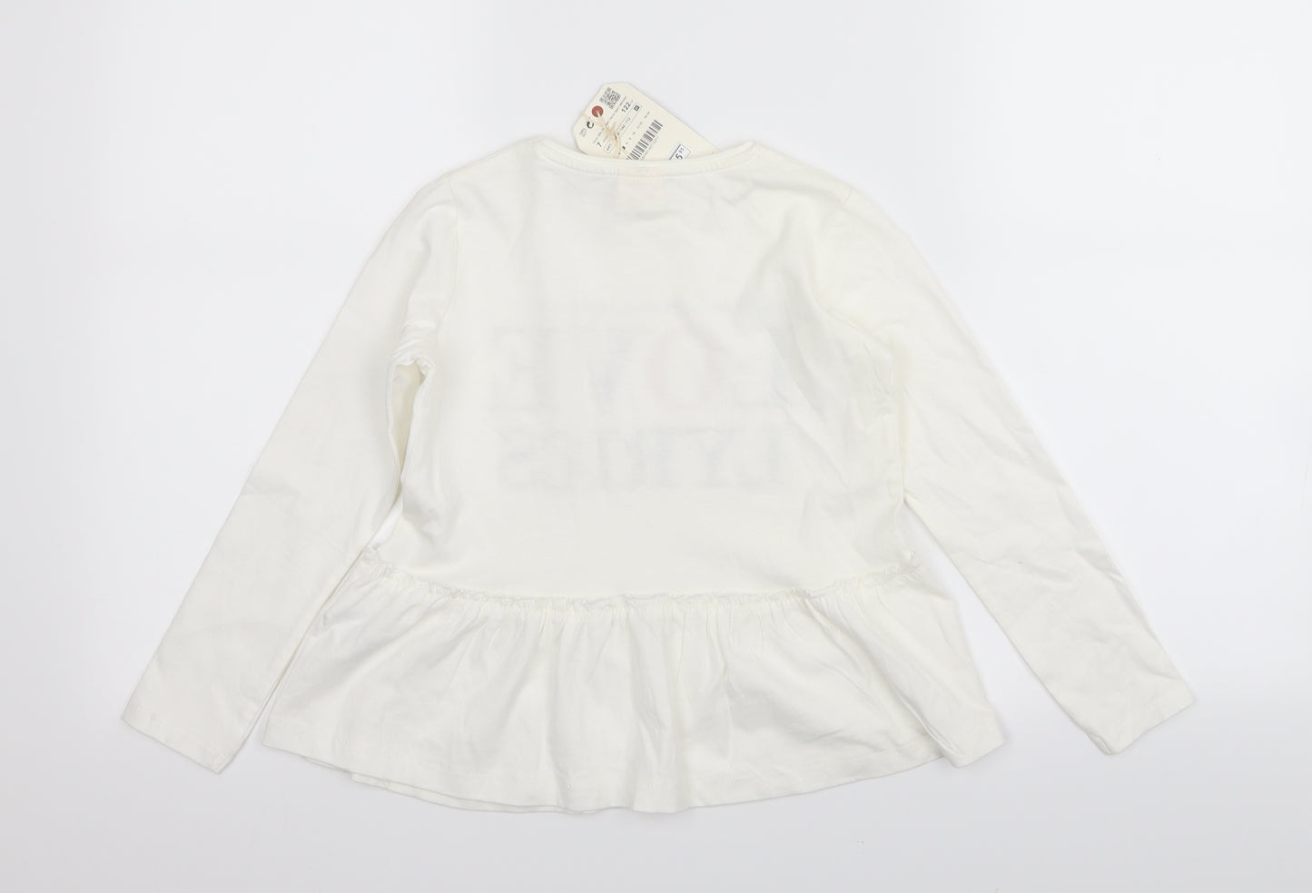 Zara Girls White   Basic T-Shirt Size 7 Years