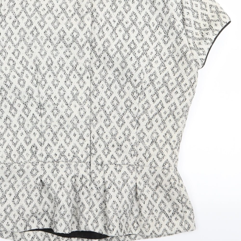 NEXT Womens White Geometric  Basic T-Shirt Size 8