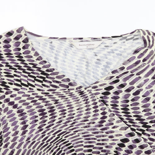 thestockshop Womens Purple Geometric  Basic T-Shirt Size 14