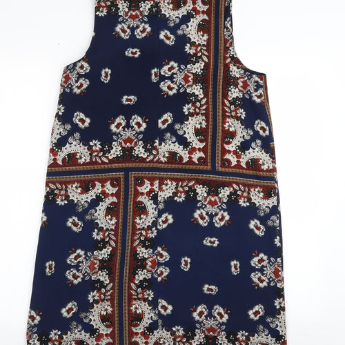 Boohoo Womens Blue Geometric  A-Line  Size 8