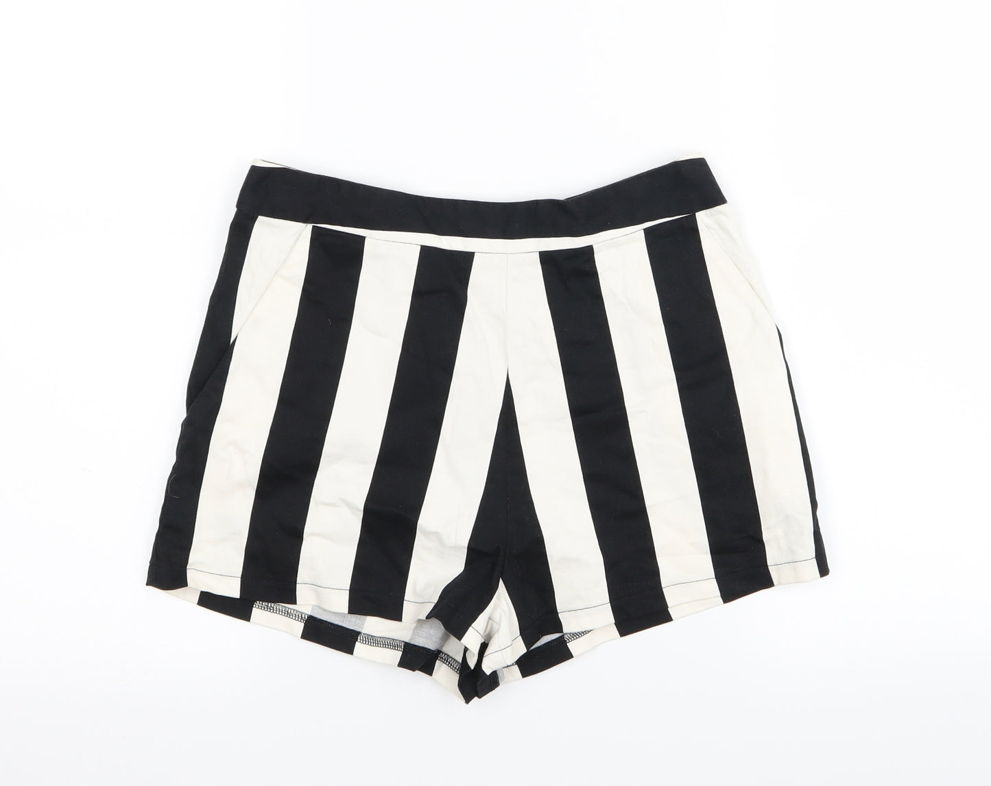 Primark Womens White Striped  Hot Pants Shorts Size 8