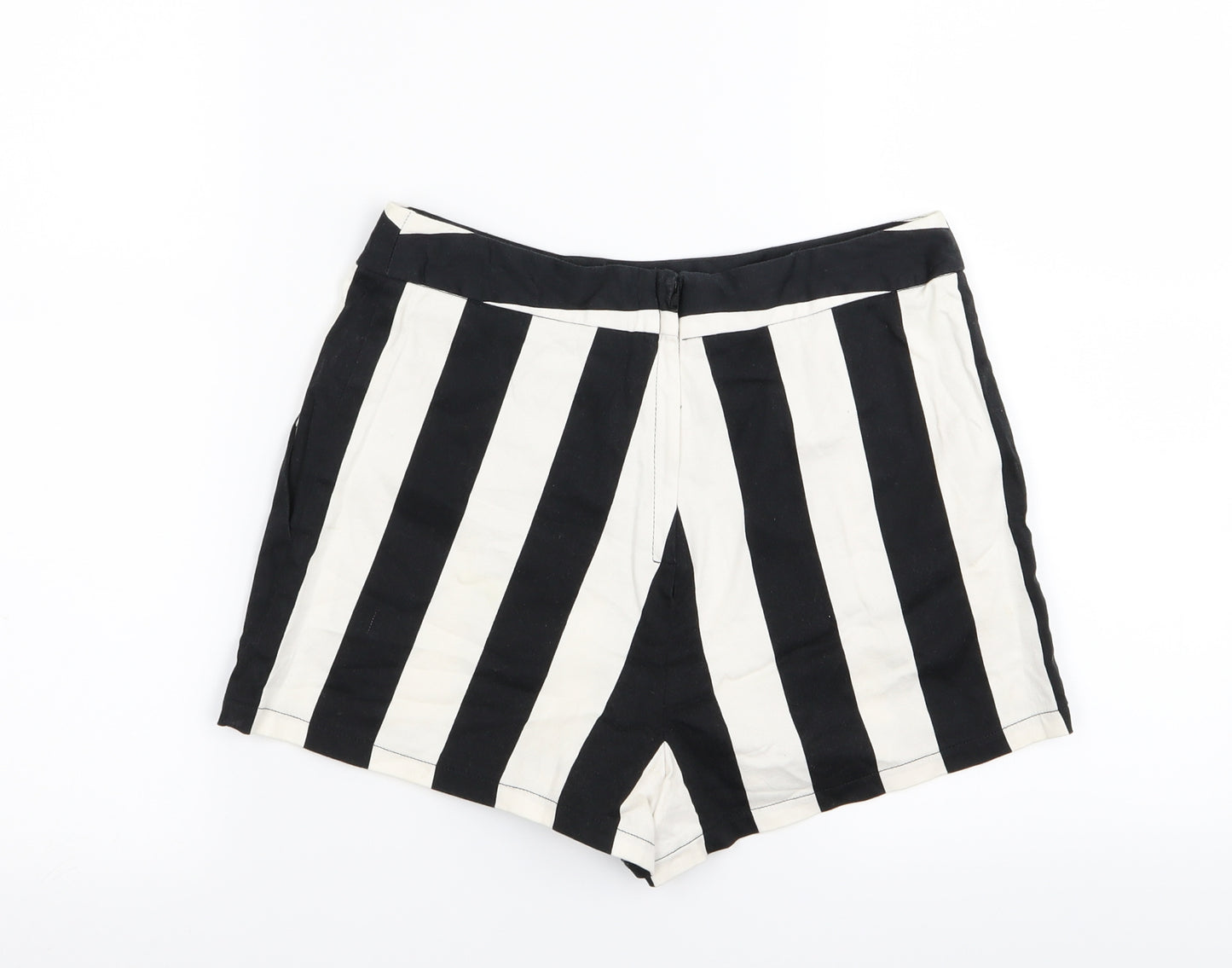 Primark Womens White Striped  Hot Pants Shorts Size 8