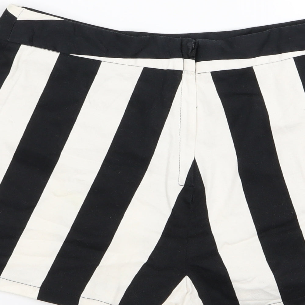 Primark Womens White Striped  Hot Pants Shorts Size 8