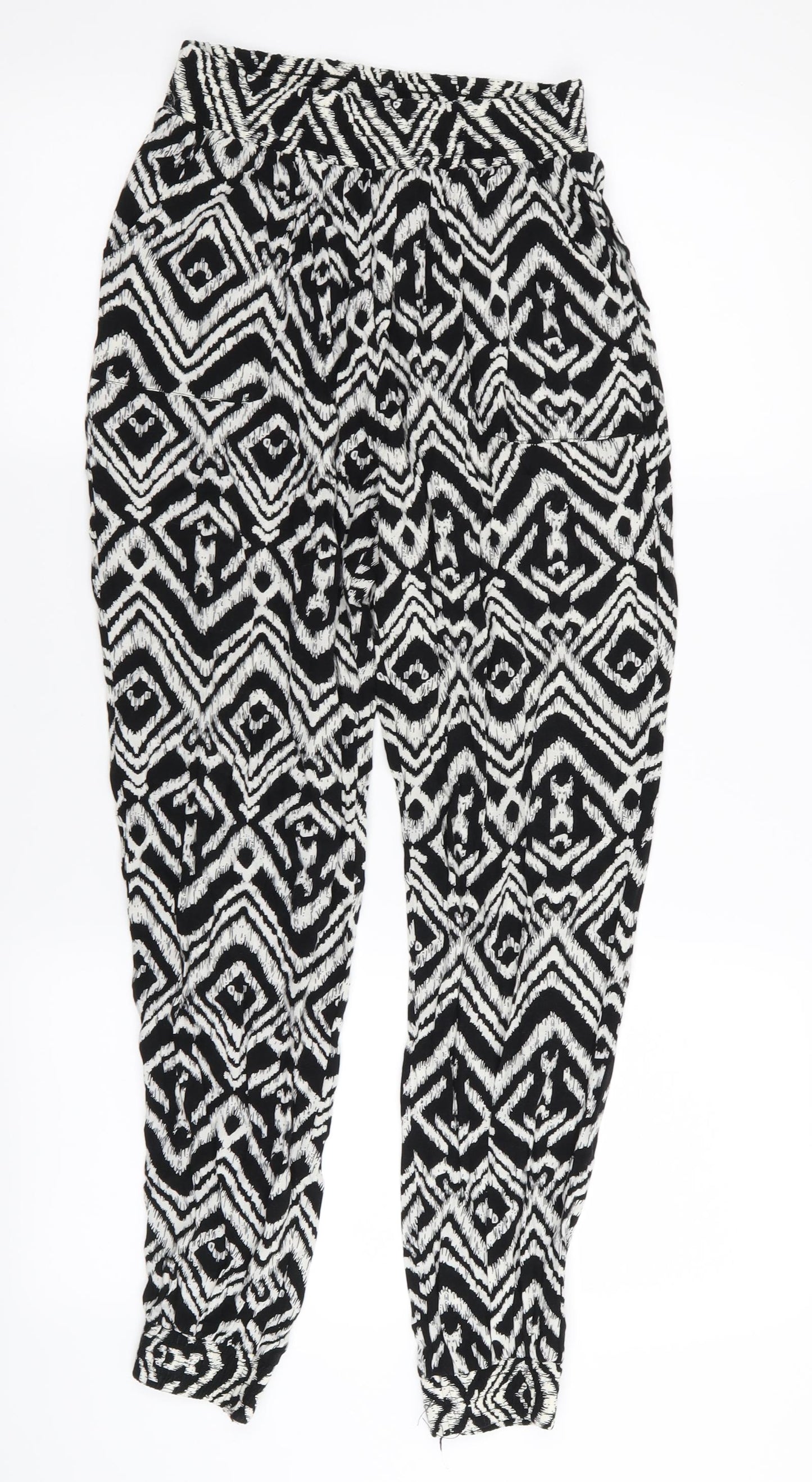 Preworn Womens Black Geometric  Trousers  Size S L28 in - Stretch waistband
