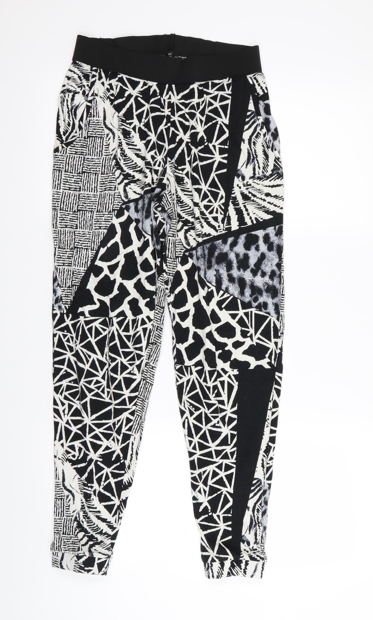 River Island Womens Black Geometric  Trousers  Size 8 L26 in