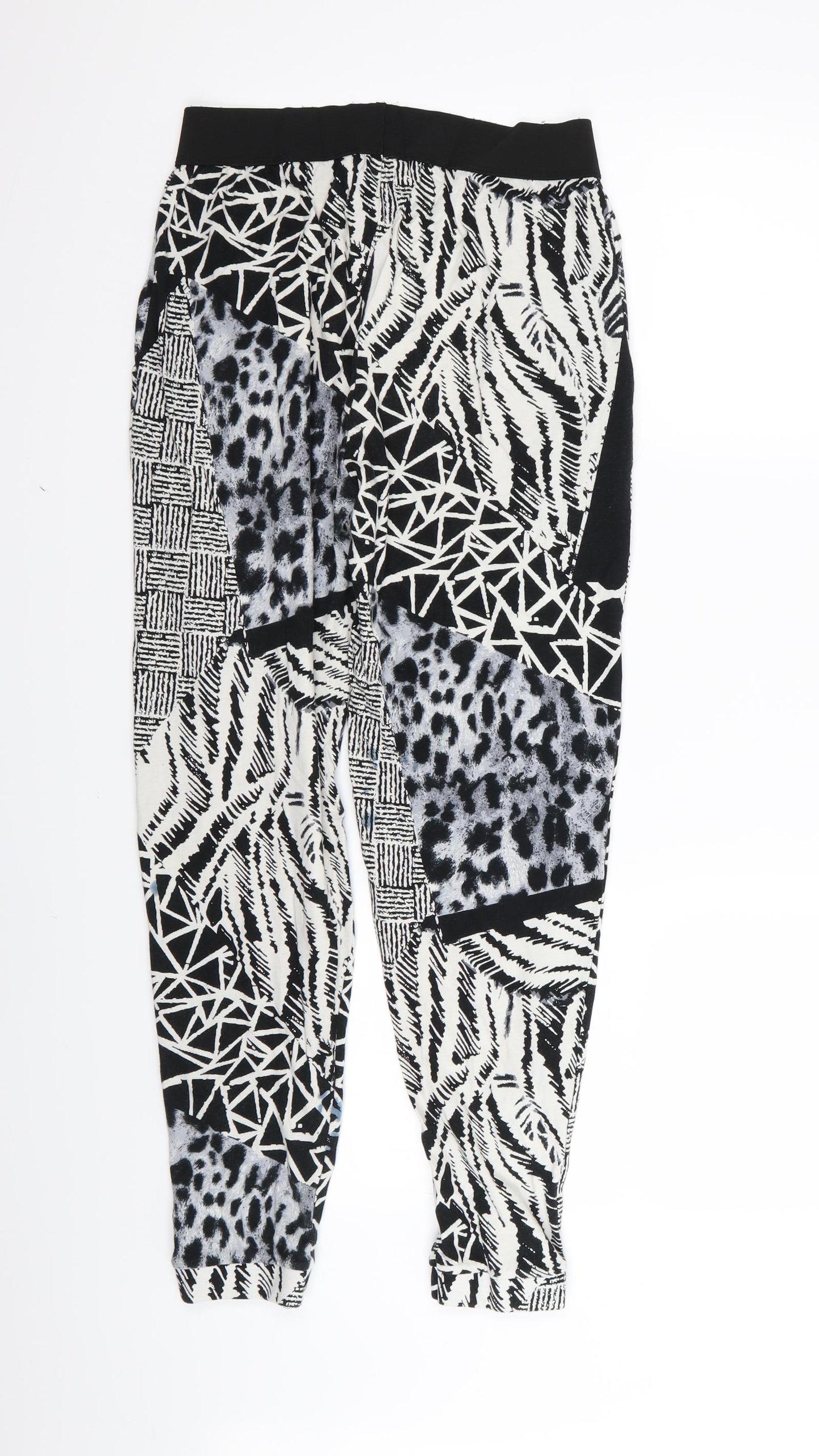 River Island Womens Black Geometric  Trousers  Size 8 L26 in
