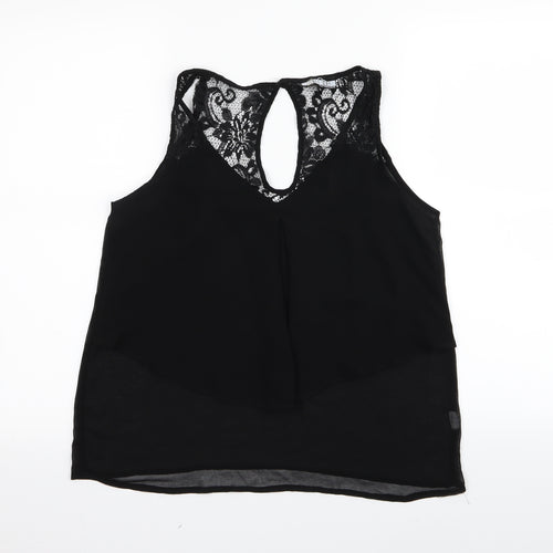 2 bone Womens Black Floral  Basic Tank Size M