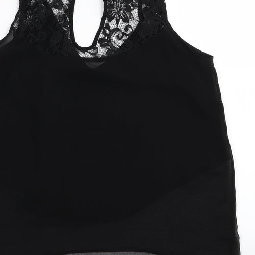 2 bone Womens Black Floral  Basic Tank Size M