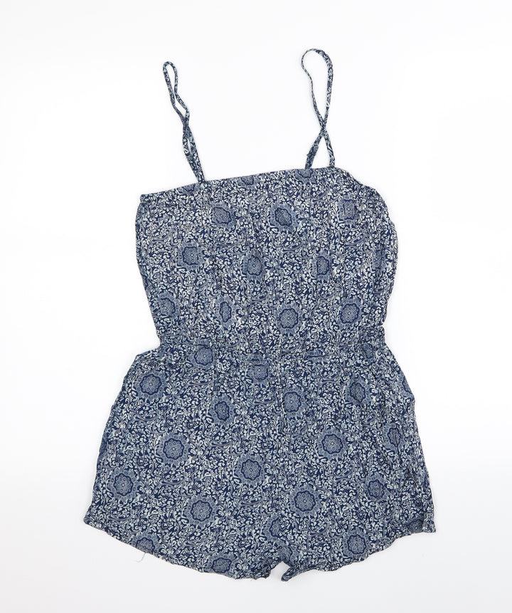 vero Womens Blue Geometric  Playsuit One-Piece Size S