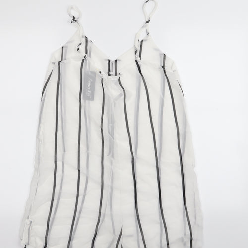 eunice lai Womens White Striped  Playsuit One-Piece Size L