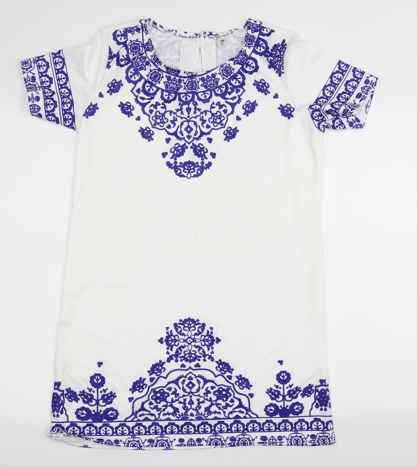 Preworn Womens White Geometric  A-Line  Size M