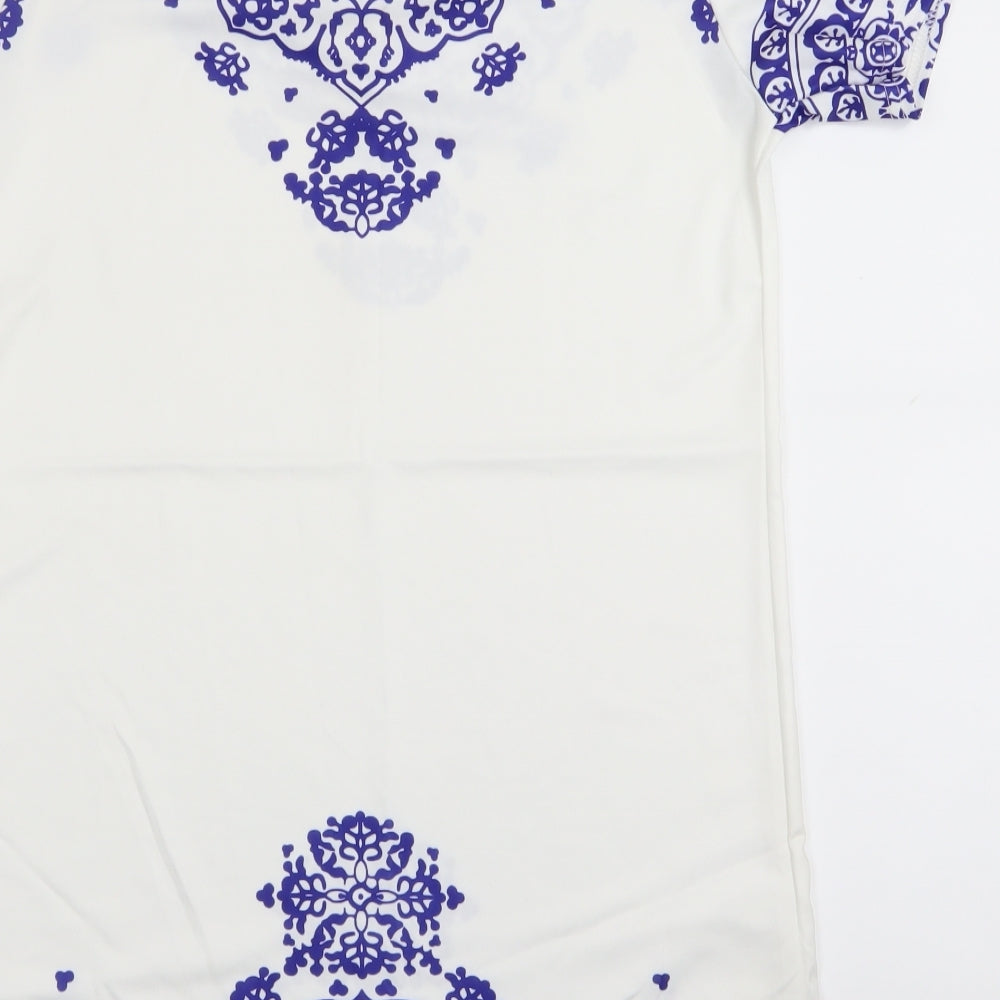 Preworn Womens White Geometric  A-Line  Size M