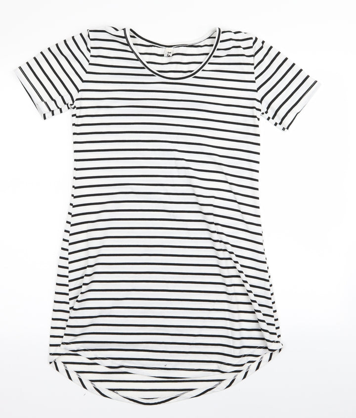 X&Z fashion Womens White Striped  T-Shirt Dress  Size M