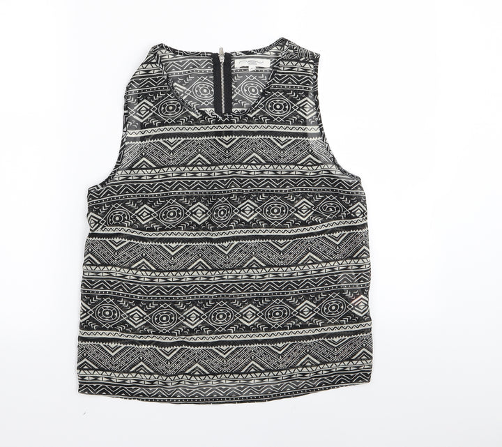 New Look Womens Black Geometric  Basic Tank Size 10