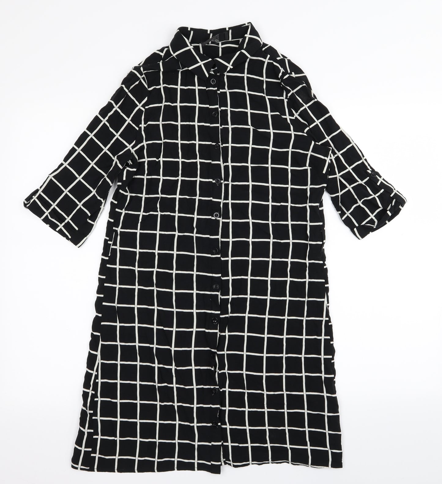 AX Paris Womens Black Check  T-Shirt Dress  Size 10  - shirt dress