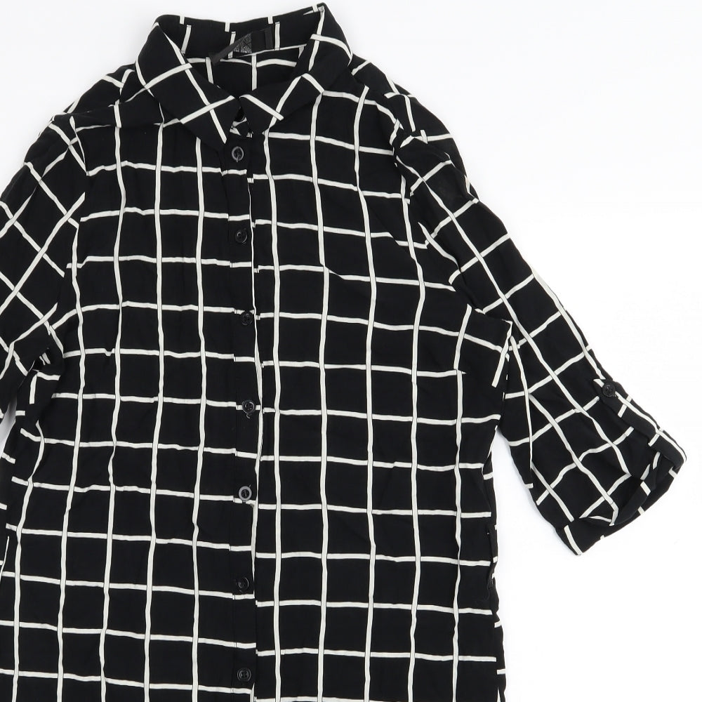 AX Paris Womens Black Check  T-Shirt Dress  Size 10  - shirt dress