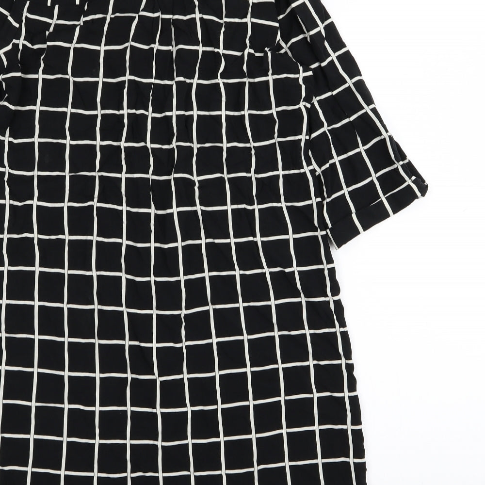 AX Paris Womens Black Check  T-Shirt Dress  Size 10  - shirt dress