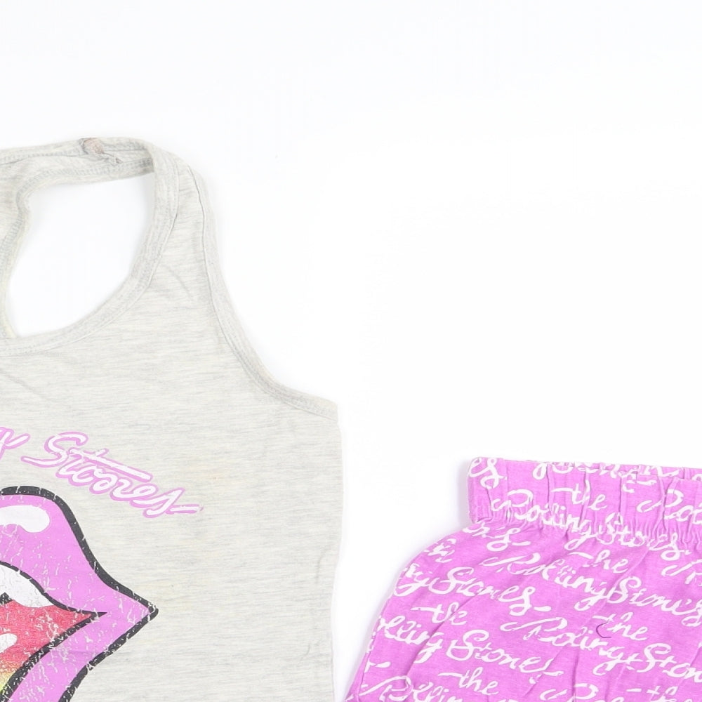 love to lounge Womens Grey Solid  Top Pyjama Set Size 8  - shorts/top