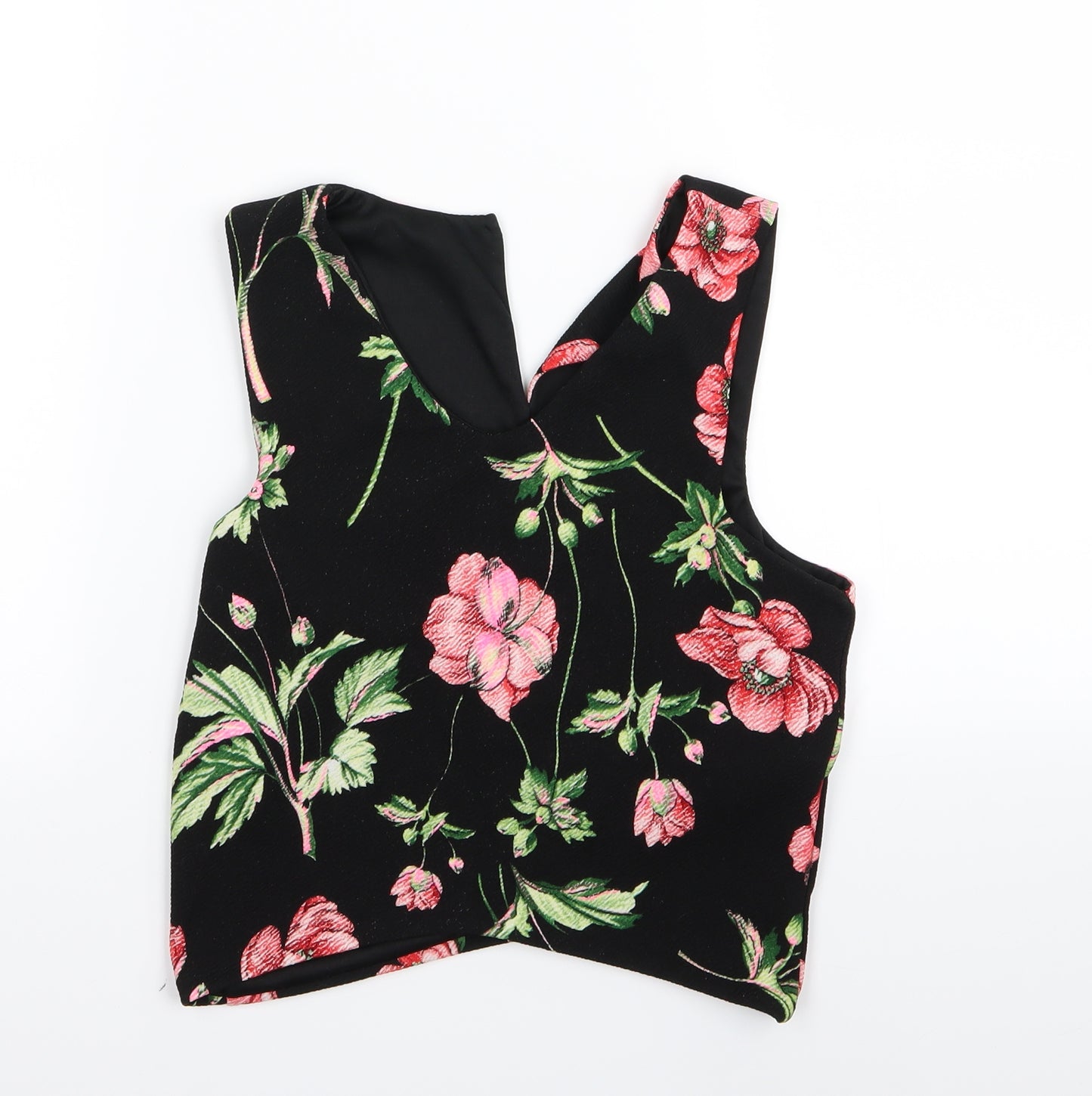 New Look Girls Black Floral  Basic Tank Size 14-15 Years