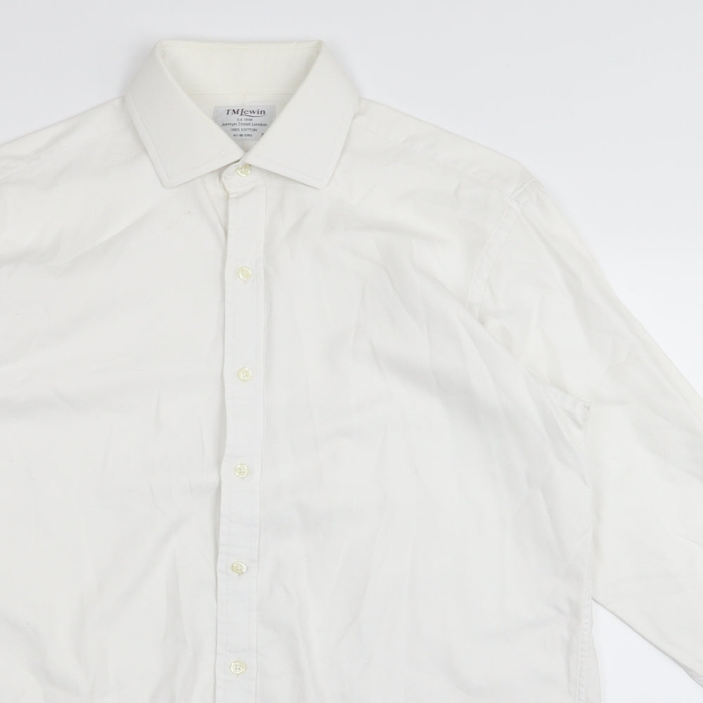 tm jewin Mens White    Dress Shirt Size 16
