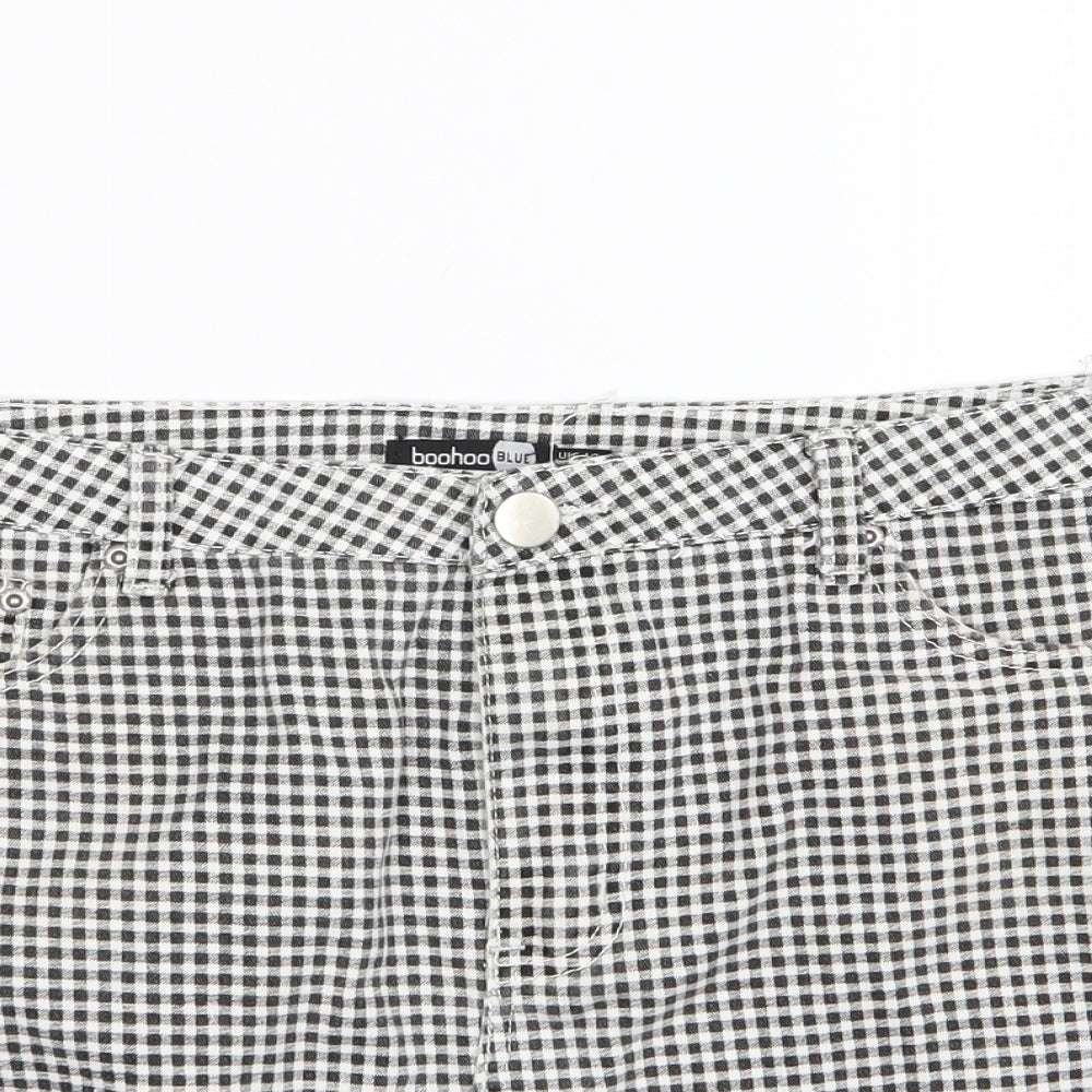 Boohoo Womens White Check  Mini Skirt Size 14