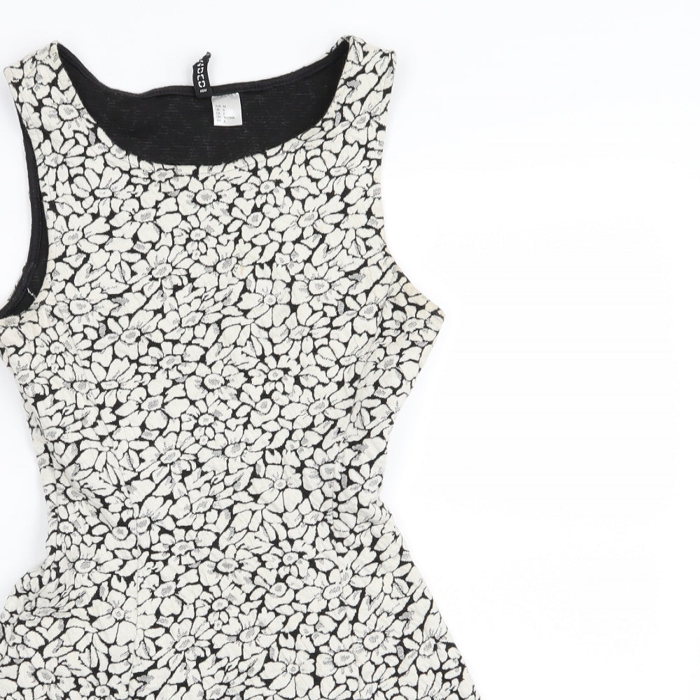 Divided by H&M Womens White Floral  Fit & Flare  Size 8