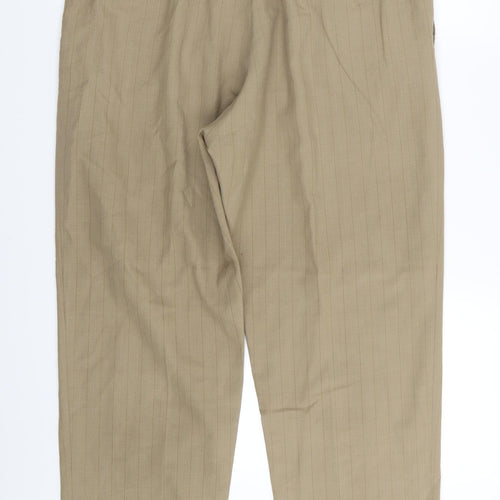 Preworn Mens Beige Striped  Trousers  Size 32 in L27 in
